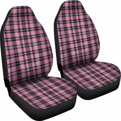 Rose Pink And Black Plaid Car Seat Covers