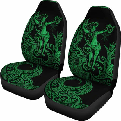 Polynesian Hawaii Car Seat Covers - Hula Girl Green -