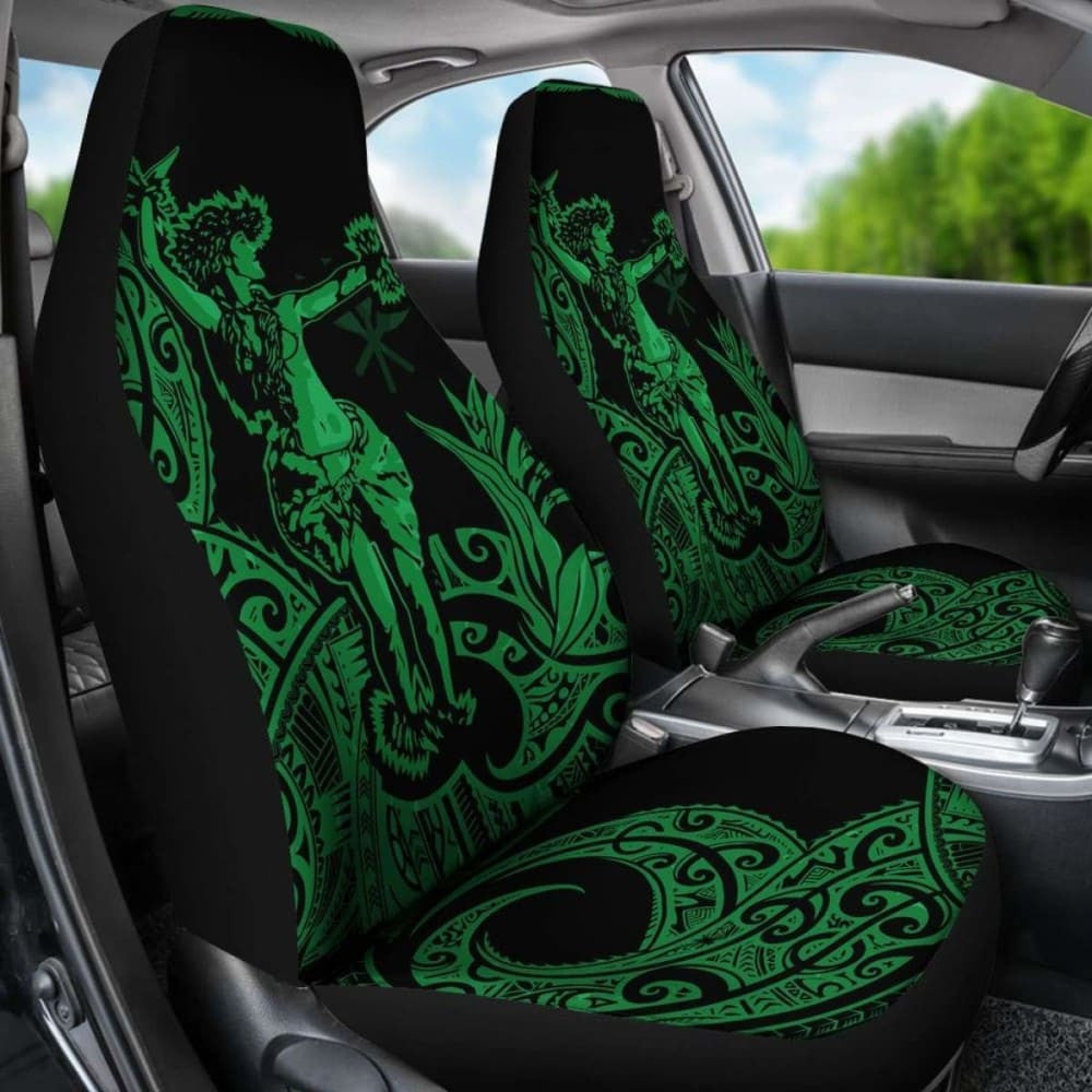Polynesian Hawaii Car Seat Covers - Hula Girl Green -