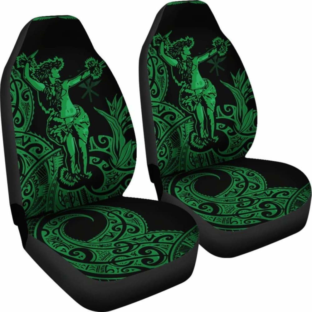 Polynesian Hawaii Car Seat Covers - Hula Girl Green -