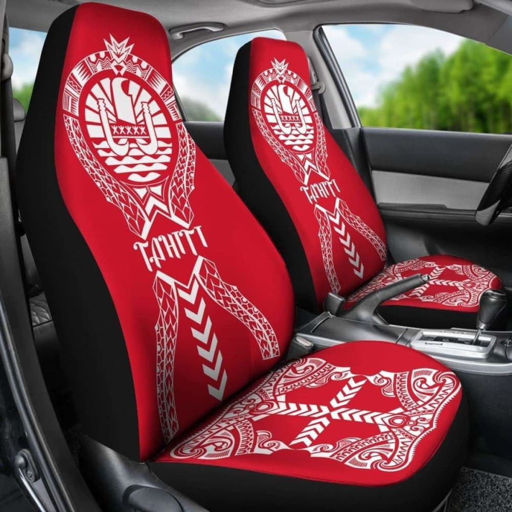 Tahiti Car Seat Covers Polynesian Tribal Red White