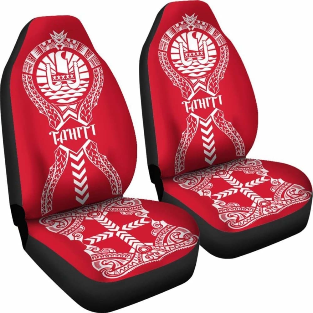 Tahiti Car Seat Covers Polynesian Tribal Red White