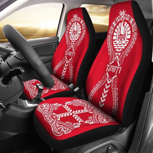 Tahiti Car Seat Covers Polynesian Tribal Red White