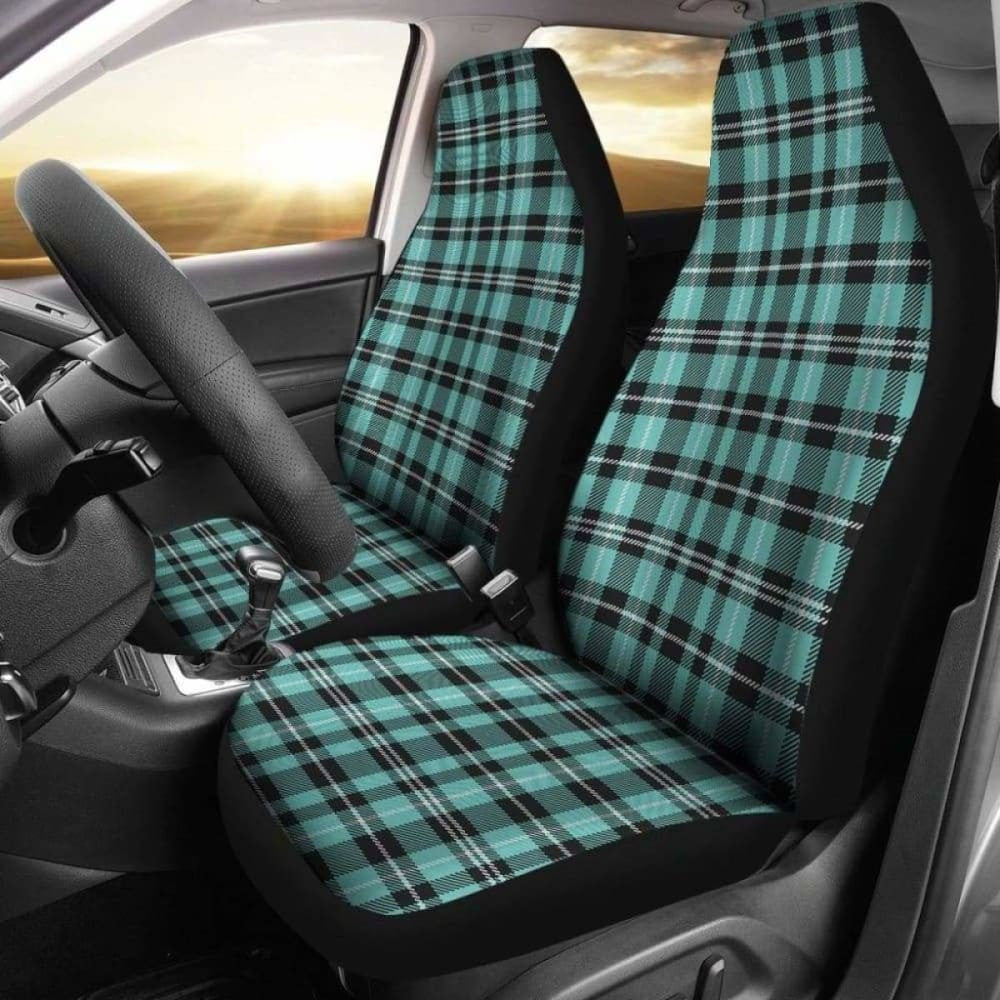 Turquoise Plaid Car Seat Covers