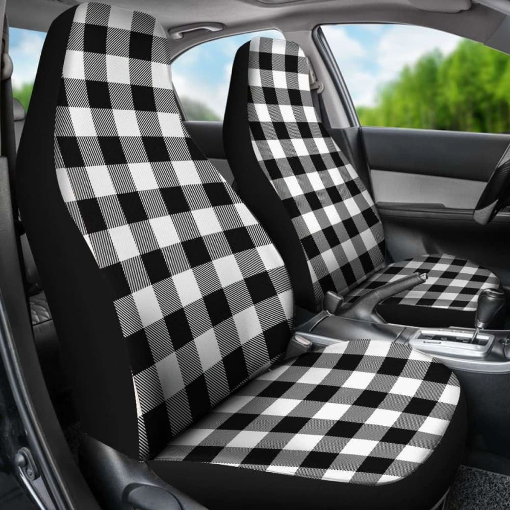 Buffalo Plaid Car Seat Covers White Black