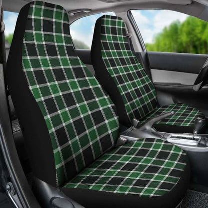 Dark Green And Black Plaid Check Car Seat Covers