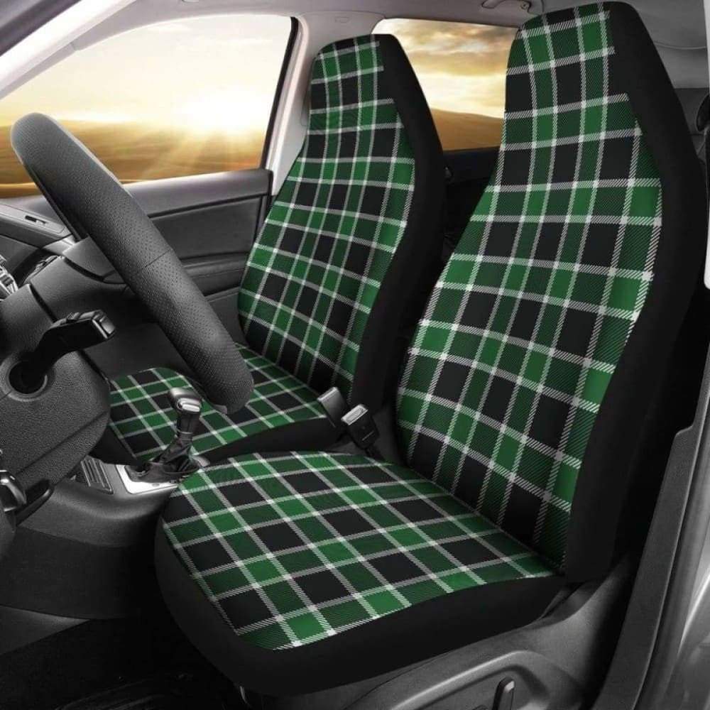 Dark Green And Black Plaid Check Car Seat Covers