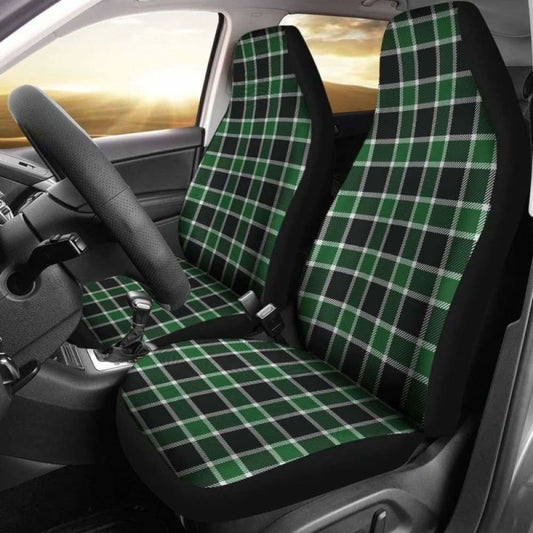 Dark Green And Black Plaid Check Car Seat Covers