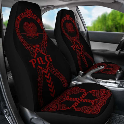 Papua New Guinea Car Seat Covers Polynesian Tribal Red