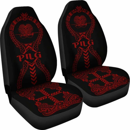 Papua New Guinea Car Seat Covers Polynesian Tribal Red