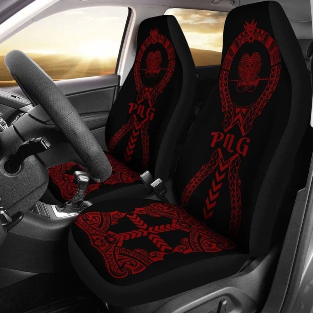 Papua New Guinea Car Seat Covers Polynesian Tribal Red