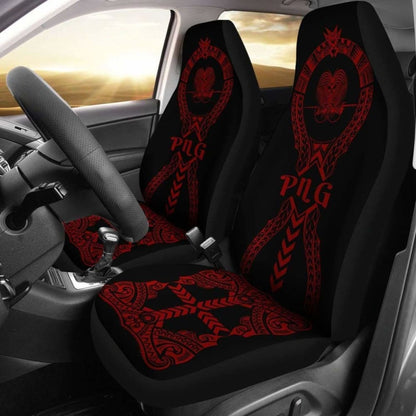 Papua New Guinea Car Seat Covers Polynesian Tribal Red