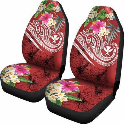 Polynesian Hawaii Kanaka Maoli Car Seat Covers - Summer Plumeria (Red) -