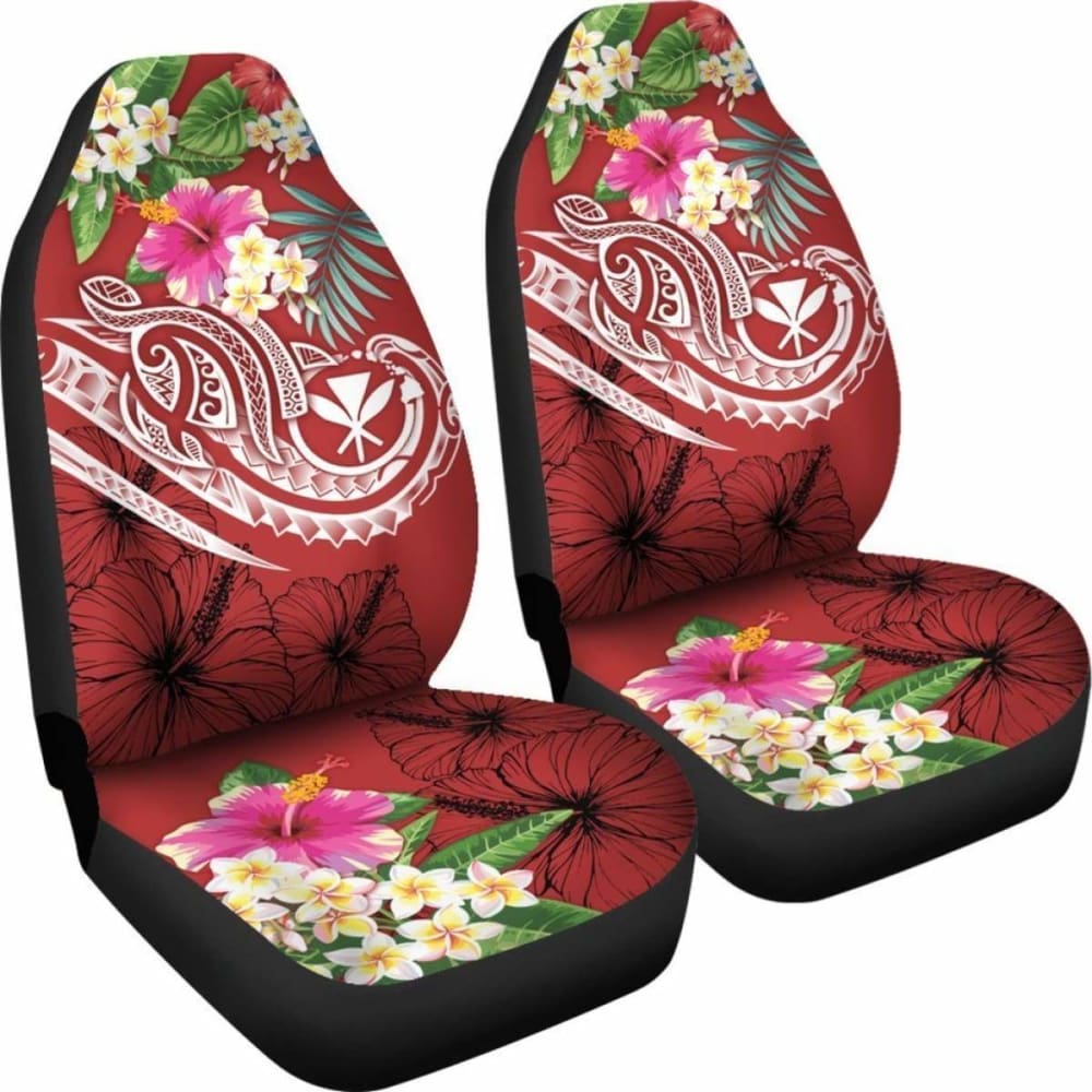 Polynesian Hawaii Kanaka Maoli Car Seat Covers - Summer Plumeria (Red) -