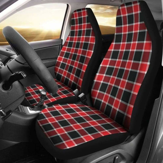 Red And Black Plaid Check Car Seat Covers