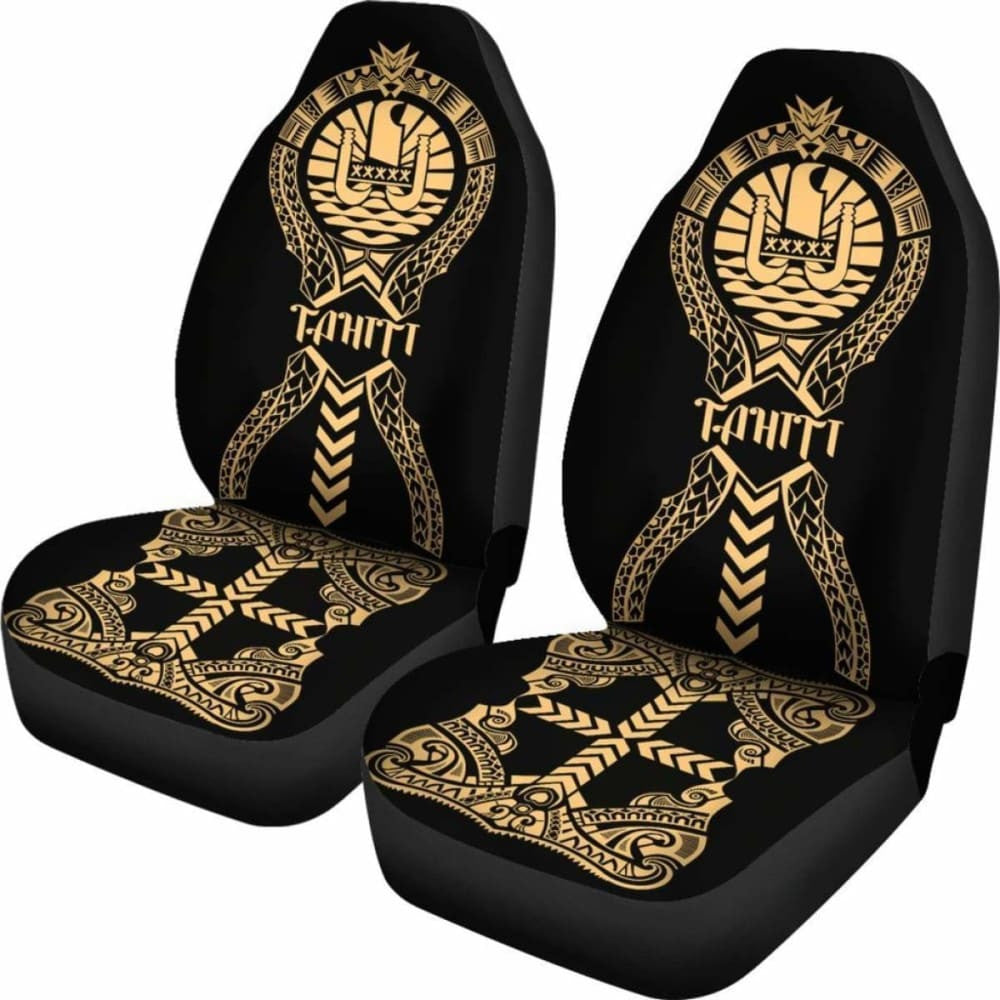 Tahiti Car Seat Covers Polynesian Tribal Gold