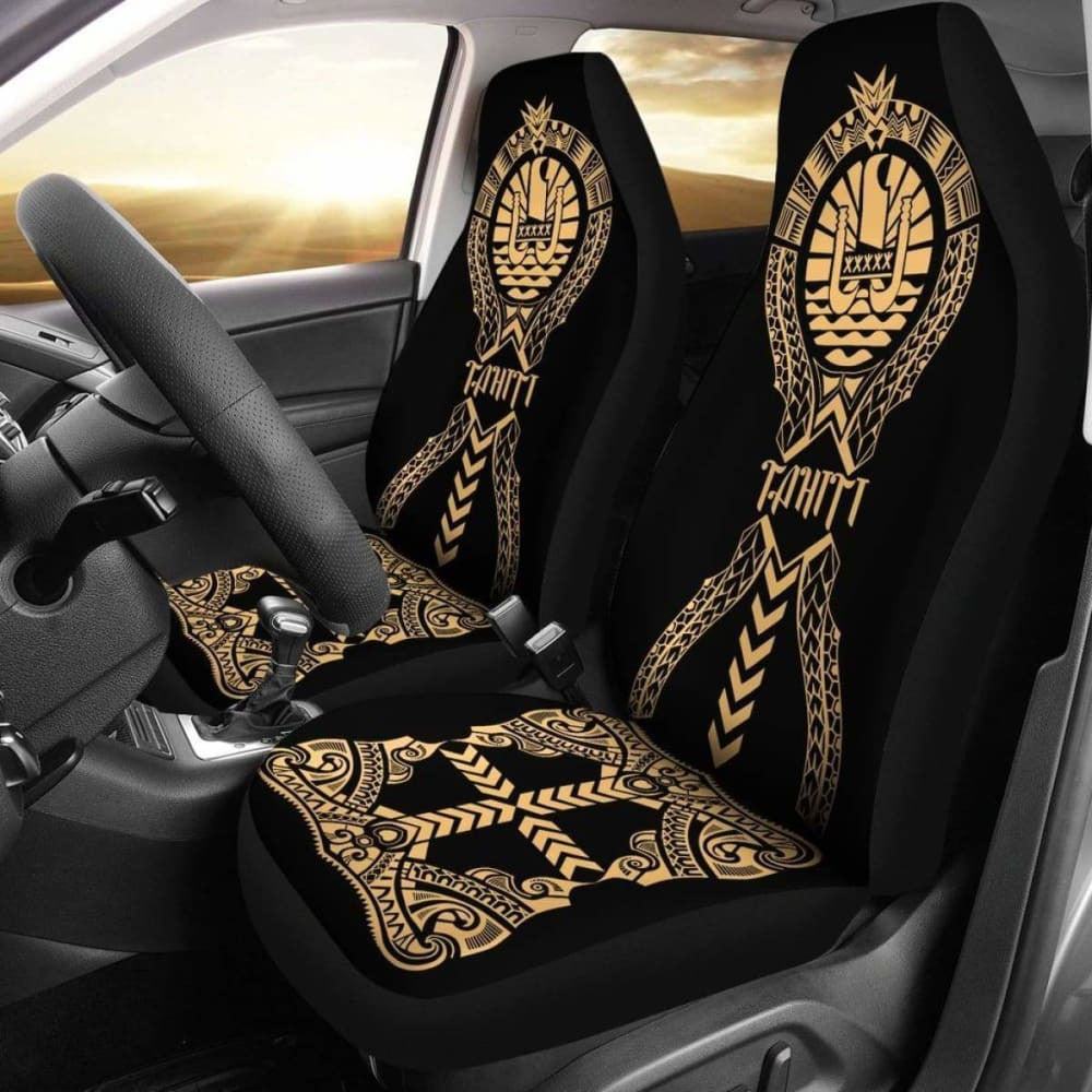 Tahiti Car Seat Covers Polynesian Tribal Gold