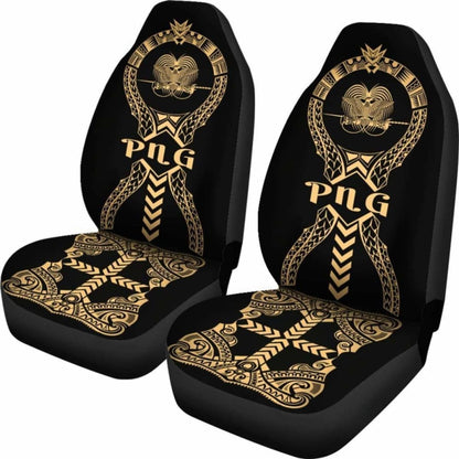 Papua New Guinea Car Seat Covers Polynesian Tribal Gold