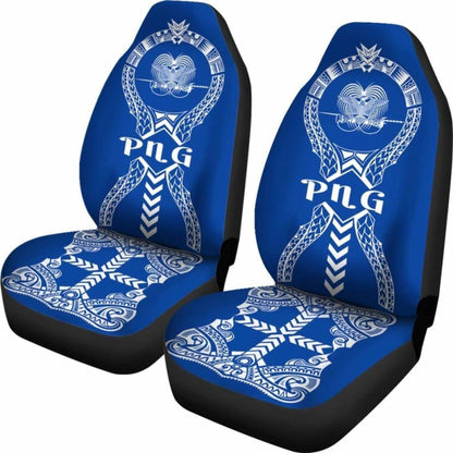 Papua New Guinea Car Seat Covers Polynesian Tribal Blue