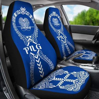 Papua New Guinea Car Seat Covers Polynesian Tribal Blue