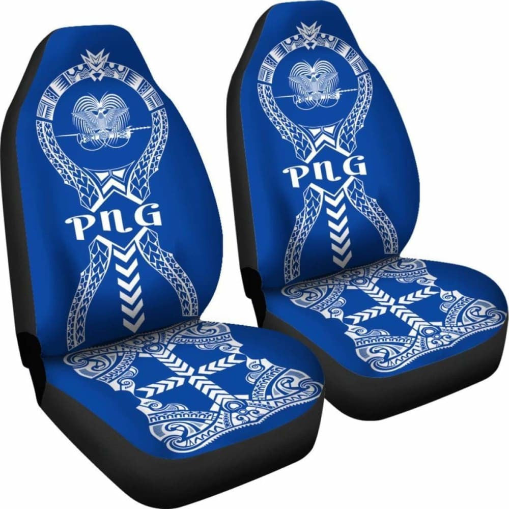 Papua New Guinea Car Seat Covers Polynesian Tribal Blue
