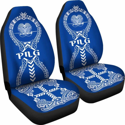 Papua New Guinea Car Seat Covers Polynesian Tribal Blue