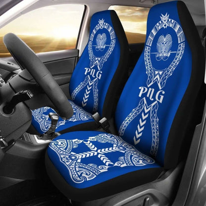 Papua New Guinea Car Seat Covers Polynesian Tribal Blue