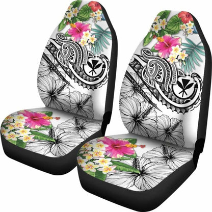 Polynesian Hawaii Kanaka Maoli Car Seat Covers - Summer Plumeria (White) -
