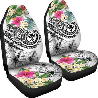 Polynesian Hawaii Kanaka Maoli Car Seat Covers - Summer Plumeria (White) -