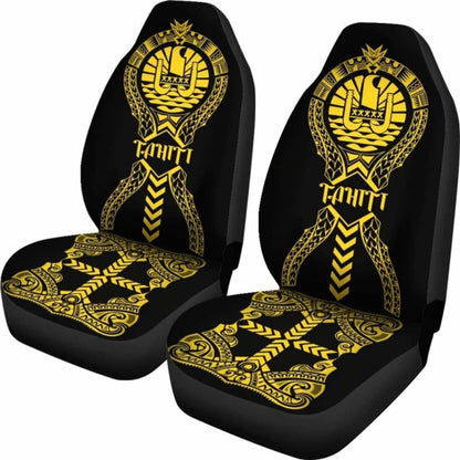Tahiti Car Seat Covers Polynesian Tribal Black Yellow