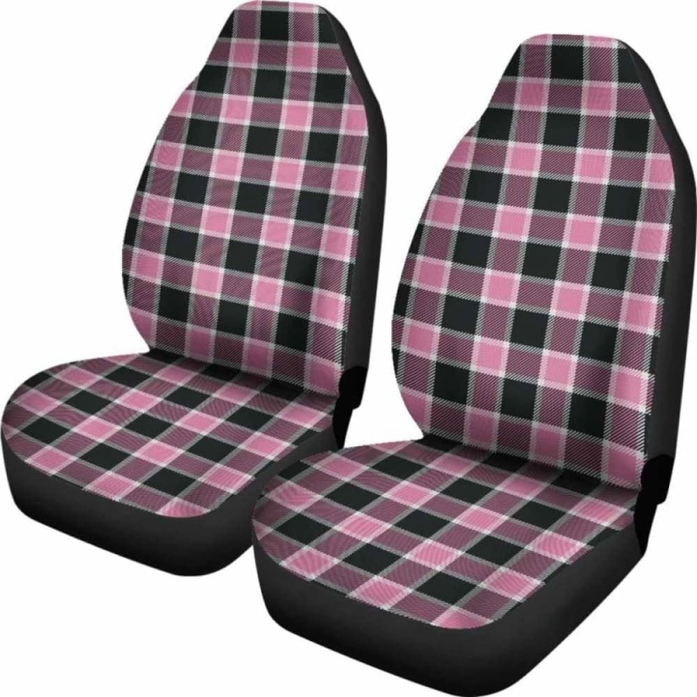 Blush Rose Pink Plaid Check Car Seat Covers
