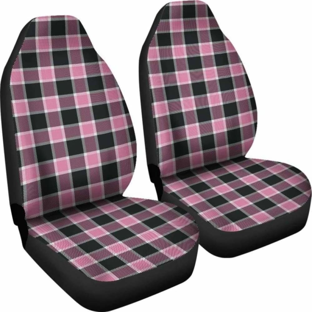 Blush Rose Pink Plaid Check Car Seat Covers