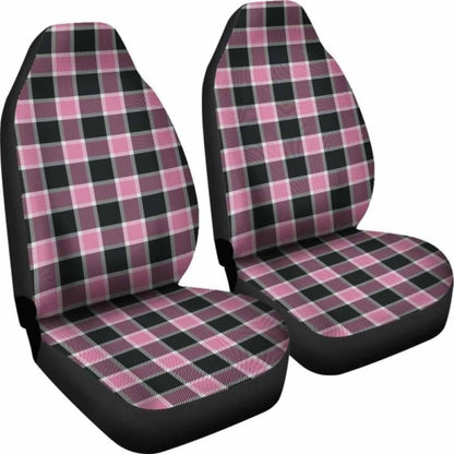 Blush Rose Pink Plaid Check Car Seat Covers