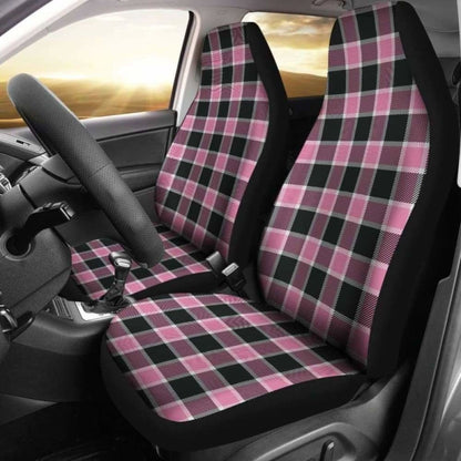 Blush Rose Pink Plaid Check Car Seat Covers