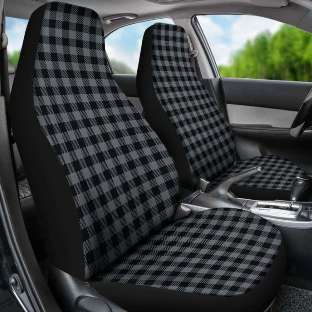 Dark Grey Buffalo Plaid Car Seat Covers