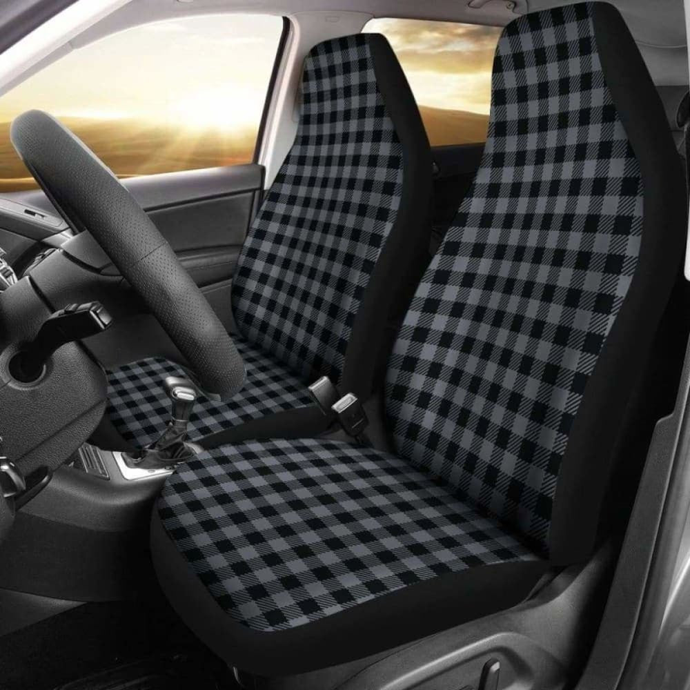 Dark Grey Buffalo Plaid Car Seat Covers
