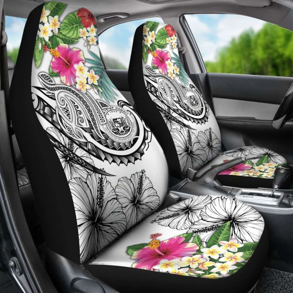 Polynesian Hawaii Car Seat Covers - Summer Plumeria (White) -