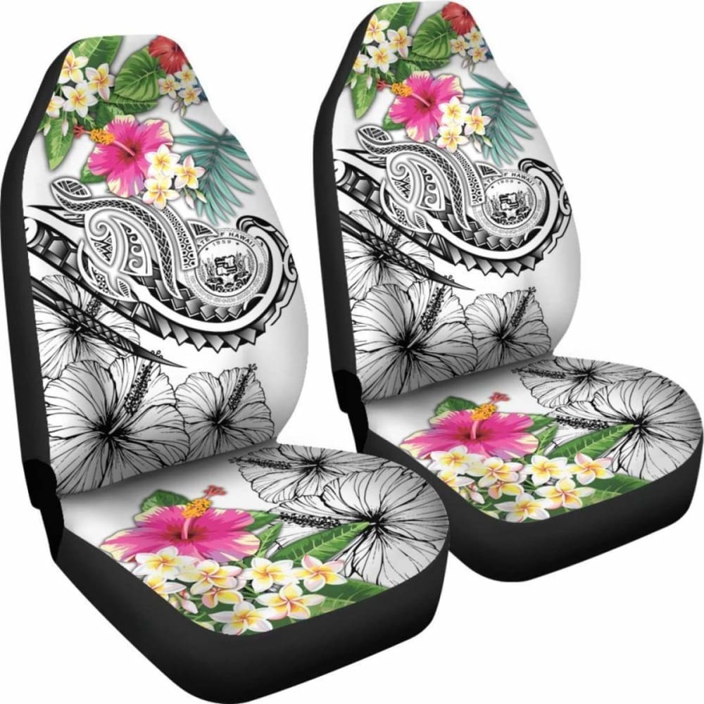 Polynesian Hawaii Car Seat Covers - Summer Plumeria (White) -