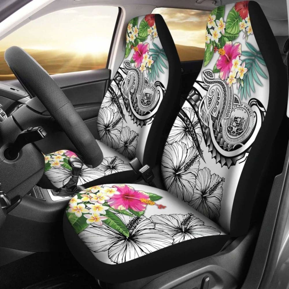 Polynesian Hawaii Car Seat Covers - Summer Plumeria (White) -