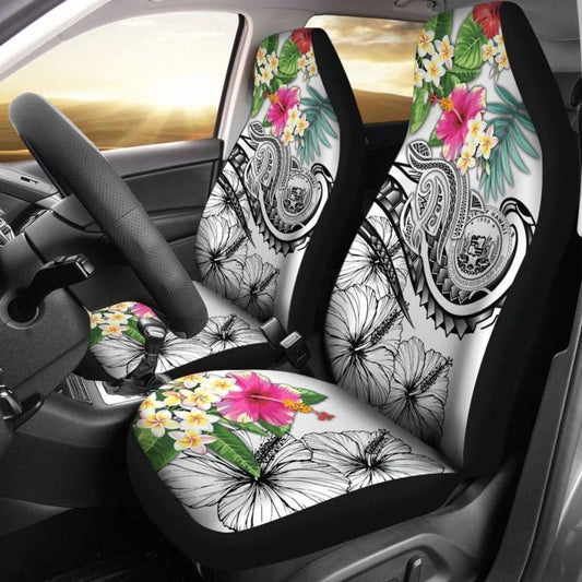 Polynesian Hawaii Car Seat Covers - Summer Plumeria (White) -