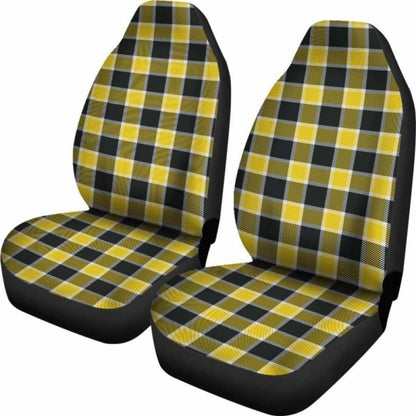 Yellow Black And White Plaid Check Car Seat Covers