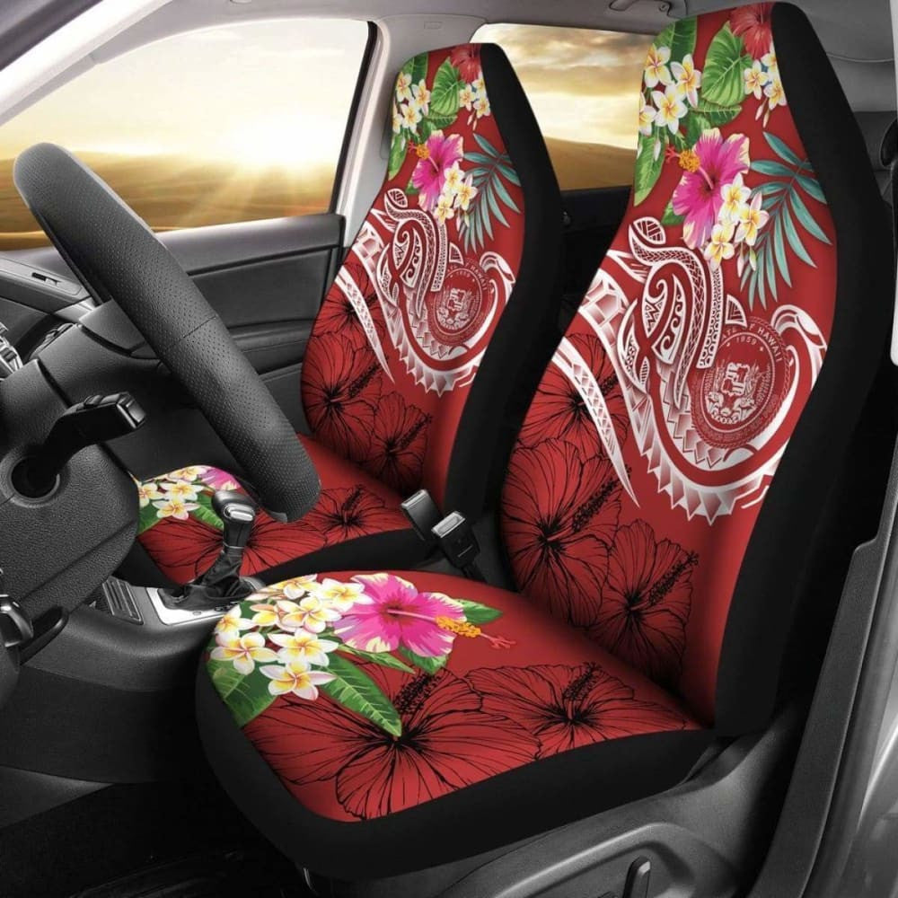 Polynesian Hawaii Car Seat Covers - Summer Plumeria (Red) -