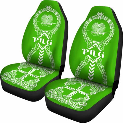Papua New Guinea Car Seat Covers Polynesian Tribal Green