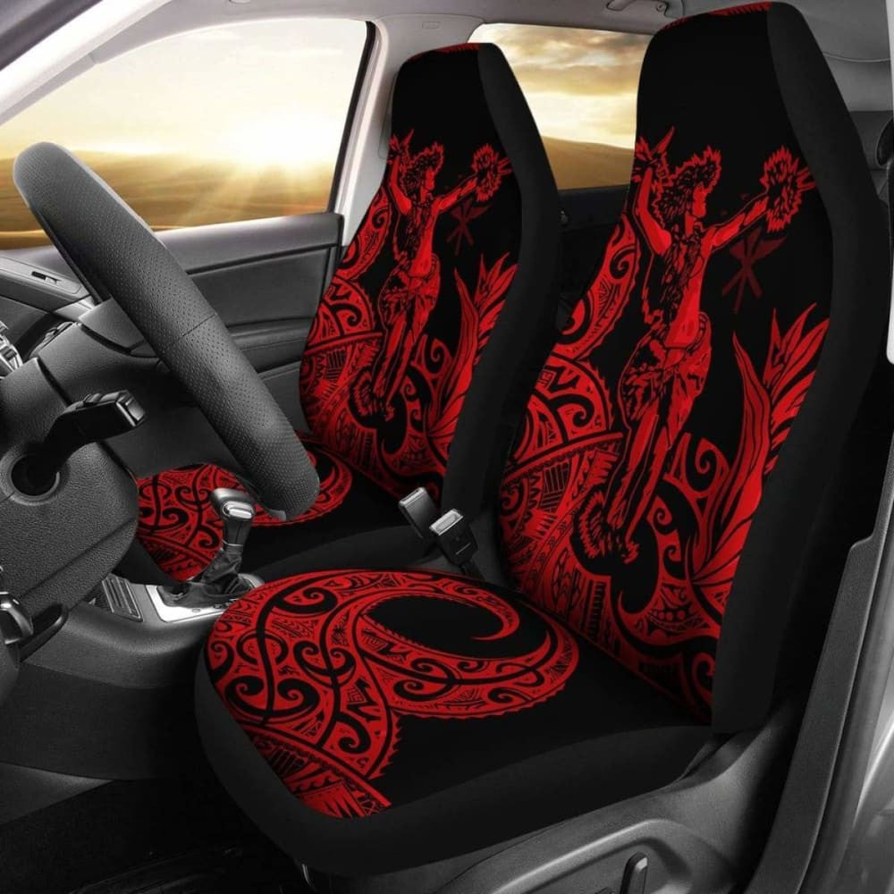 Polynesian Hawaii Car Seat Covers - Hula Girl Red -