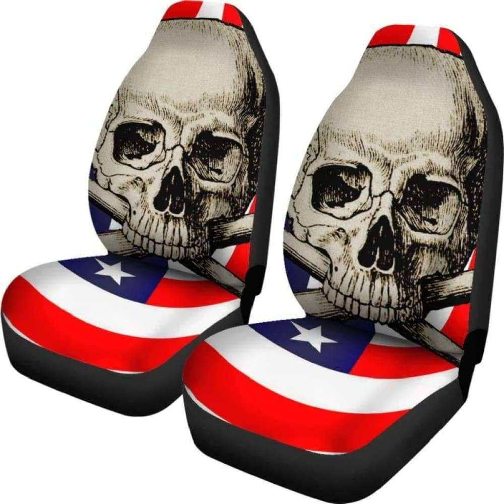 Flag Skull Car Seat Covers