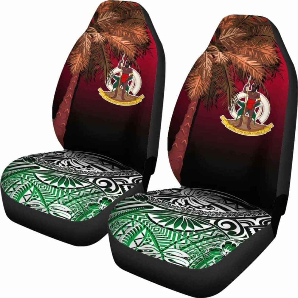 Vanuatu Car Seat Covers Polynesian Palm Tree Flag -