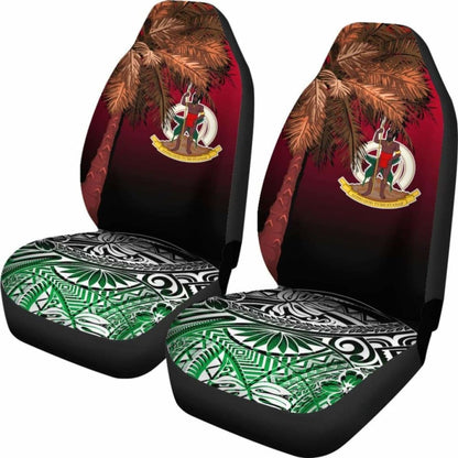 Vanuatu Car Seat Covers Polynesian Palm Tree Flag -