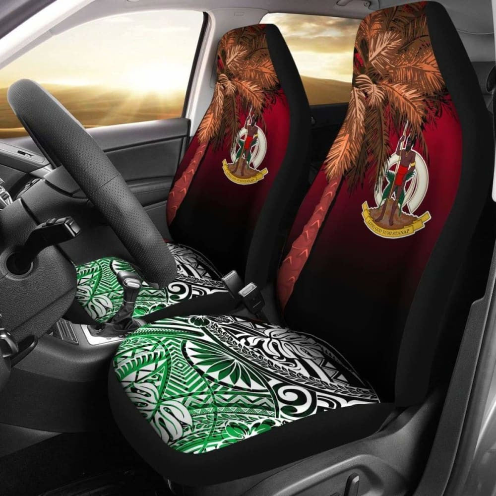 Vanuatu Car Seat Covers Polynesian Palm Tree Flag -
