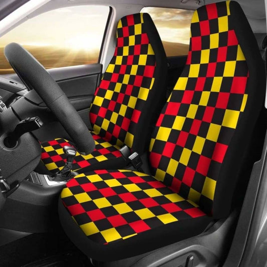 Red And Yellow Check Seat Cover