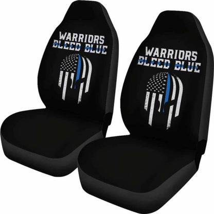 Warriors Bleed Blue Police Car Seat Covers